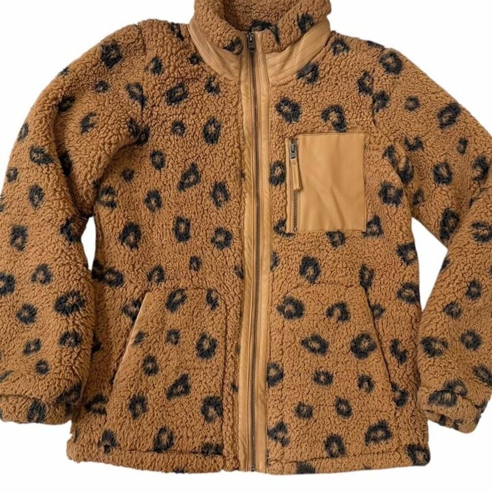 Abercrombie & Fitch brown leopard print fleece jacket